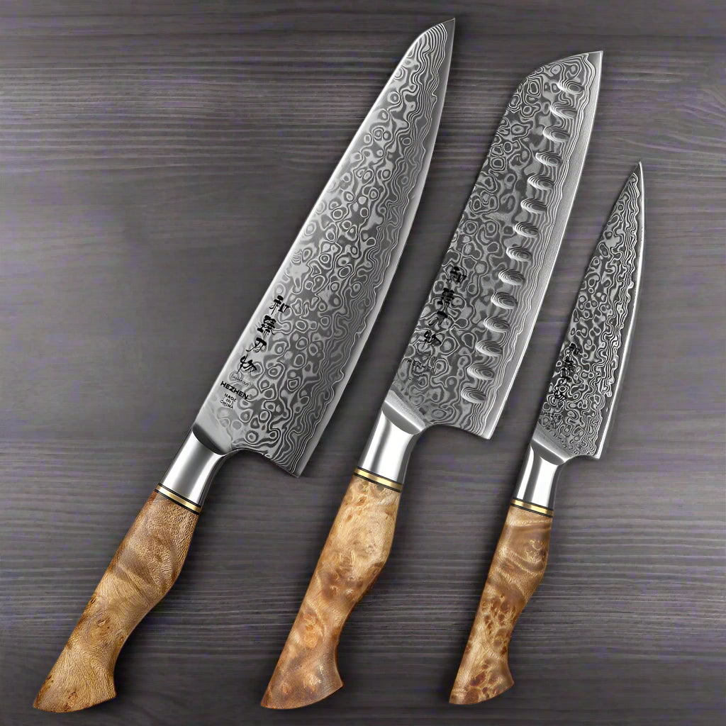 Kuro Forge 1-5-Piece Artisan Teak Handled Knife Set