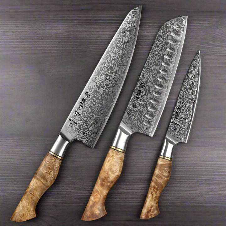 Kuro Forge 1-5-Piece Artisan Teak Handled Knife Set
