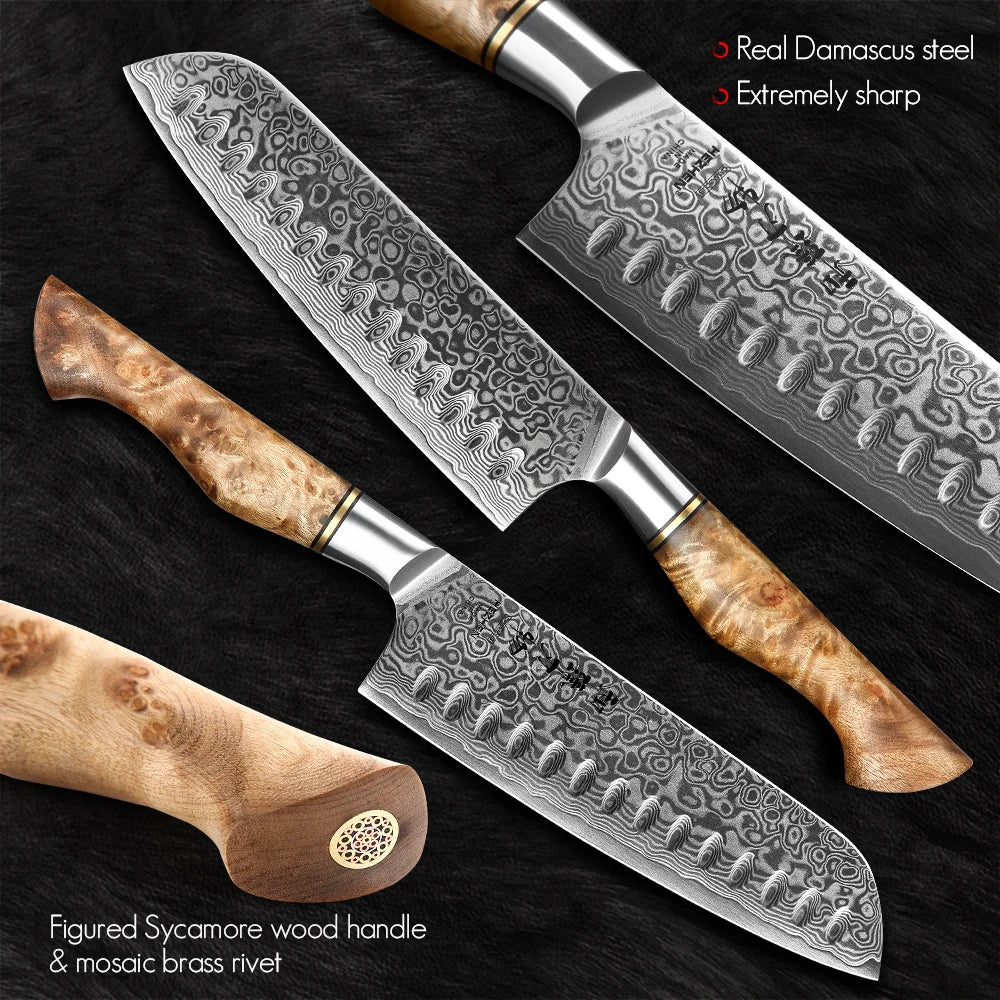 Kuro Forge 1-5-Piece Artisan Teak Handled Knife Set