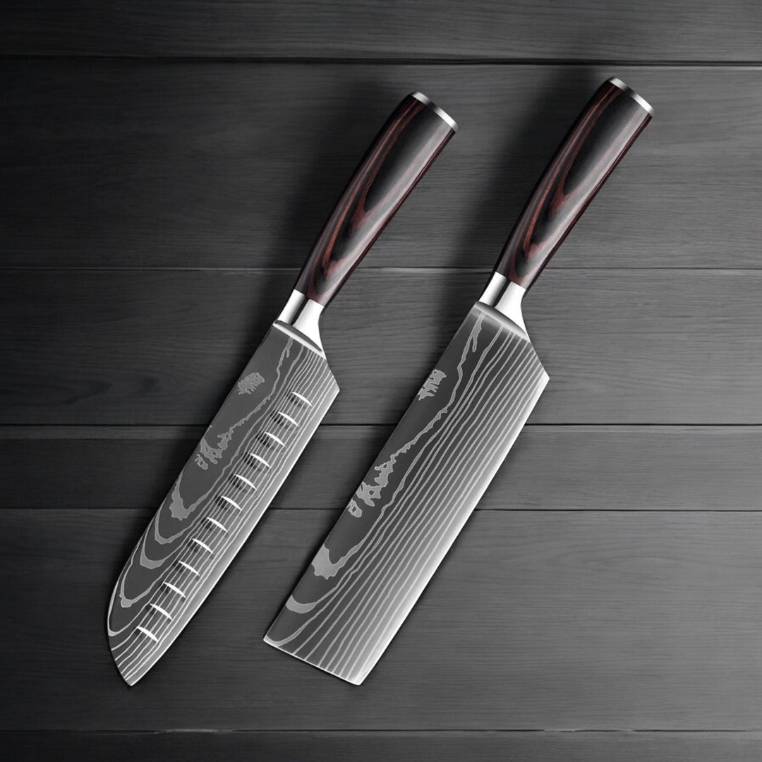 Kuro Forge 1-9 Piece Natural Wood Knife Set