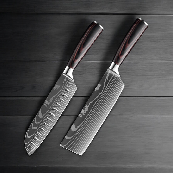 Kuro Forge 1-9 Piece Natural Wood Knife Set