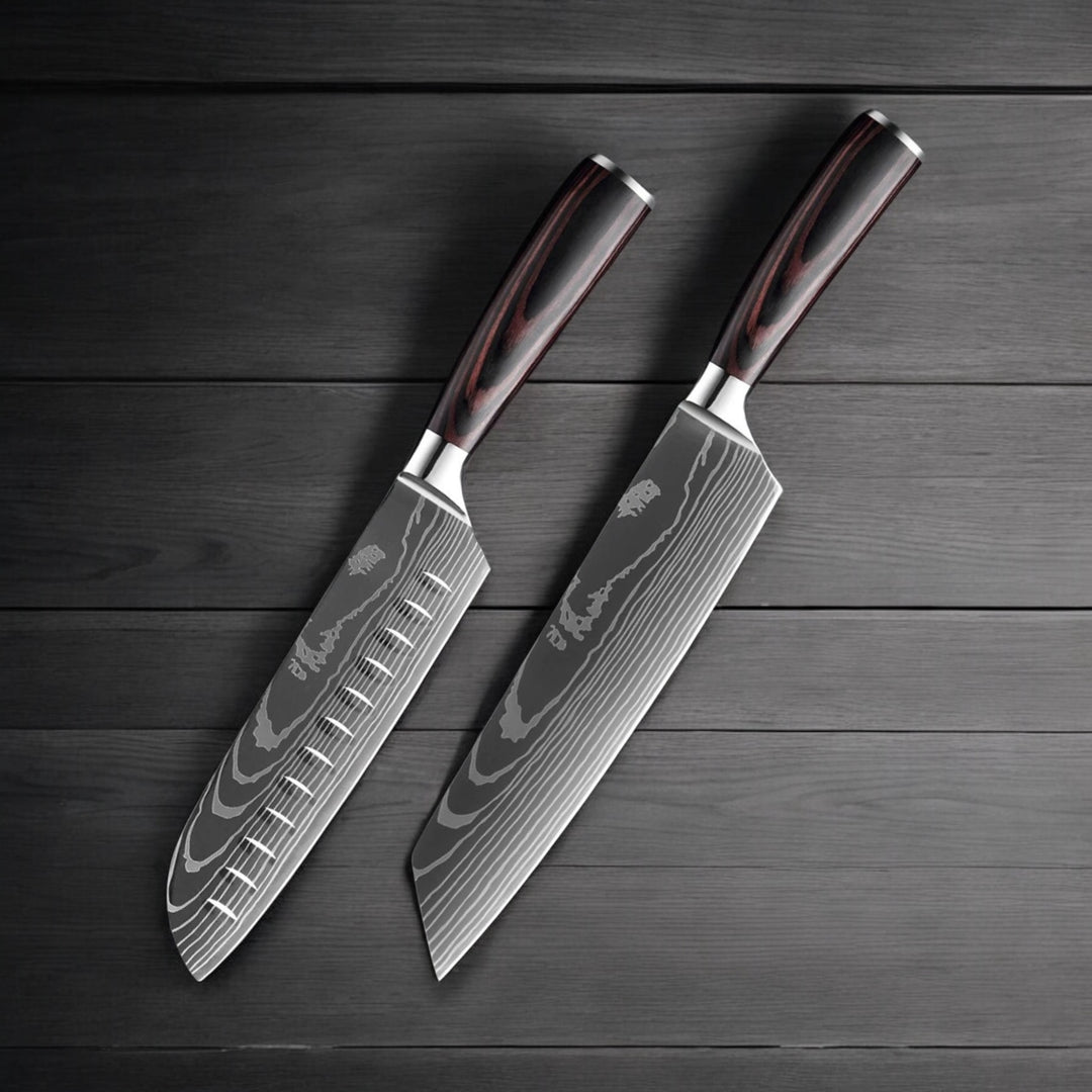 Kuro Forge 1-9 Piece Natural Wood Knife Set