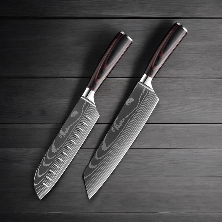 Kuro Forge 1-9 Piece Natural Wood Knife Set