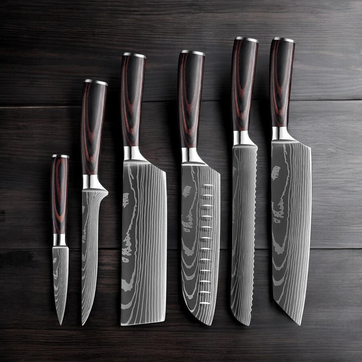Kuro Forge 1-9 Piece Natural Wood Knife Set
