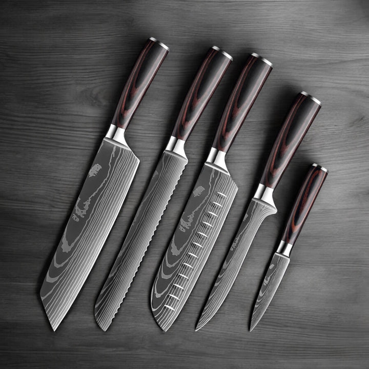Kuro Forge 1-9 Piece Natural Wood Knife Set