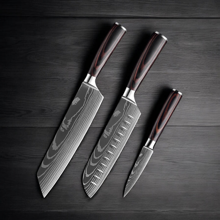 Kuro Forge 1-9 Piece Natural Wood Knife Set