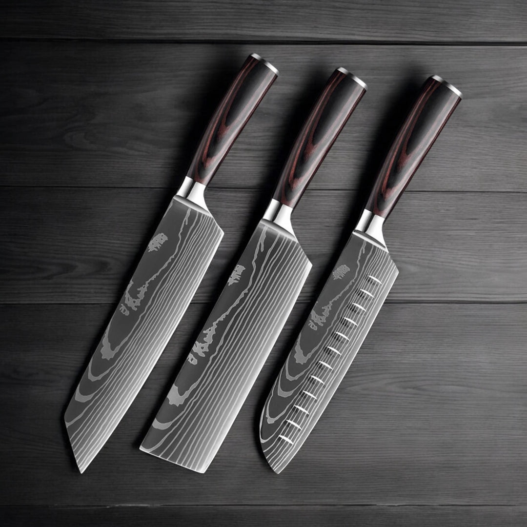 Kuro Forge 1-9 Piece Natural Wood Knife Set