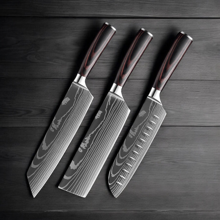 Kuro Forge 1-9 Piece Natural Wood Knife Set