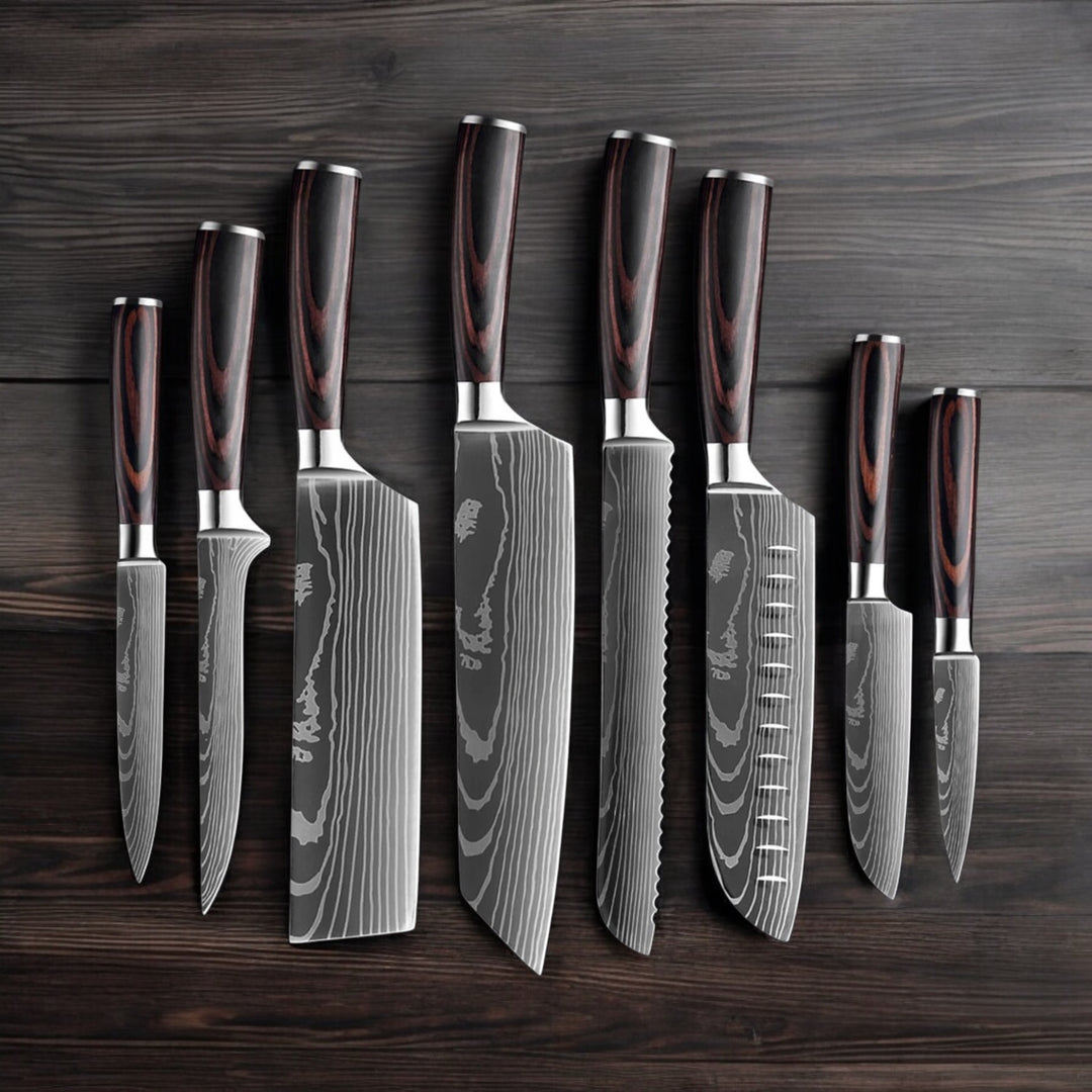 Kuro Forge 1-9 Piece Natural Wood Knife Set