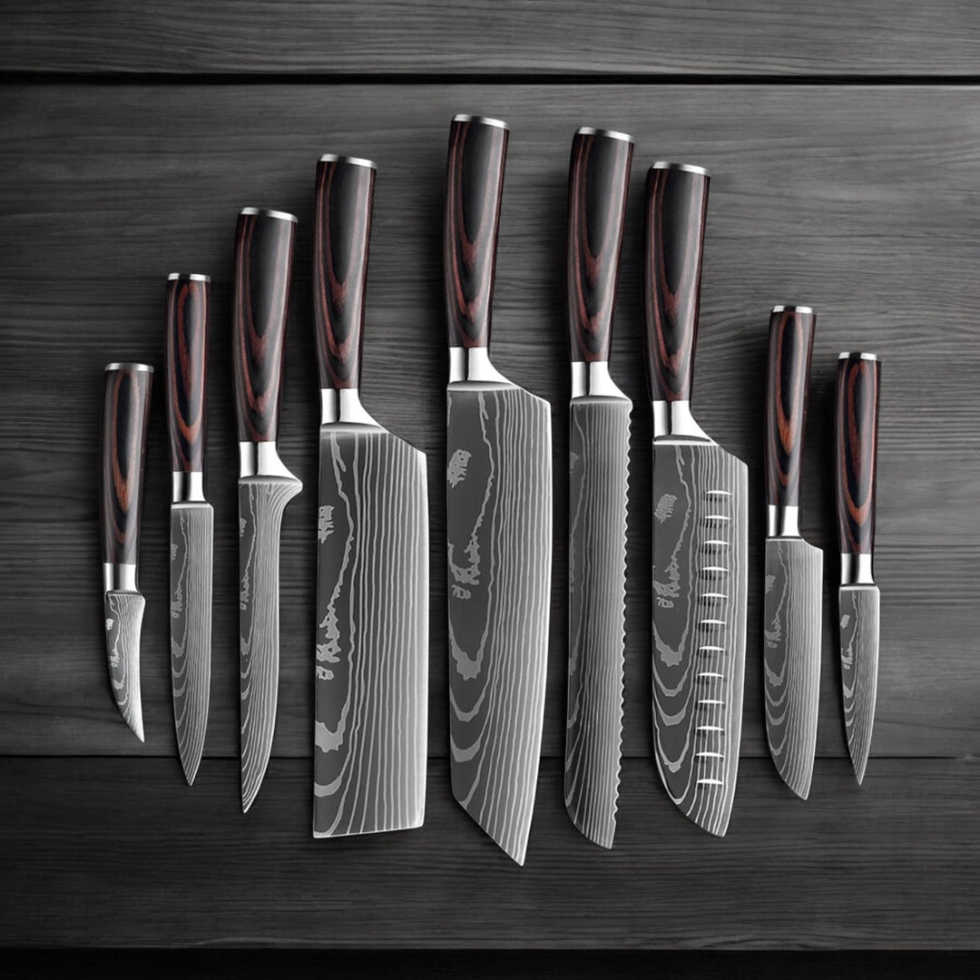 Kuro Forge 1-9 Piece Natural Wood Knife Set