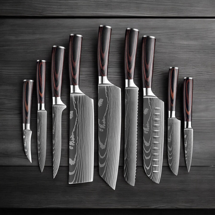 Kuro Forge 1-9 Piece Natural Wood Knife Set