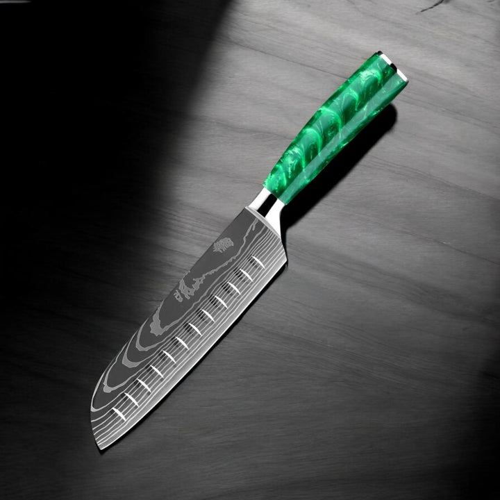 Kuro Forge 1-8 Piece Emerald Green Knife Set