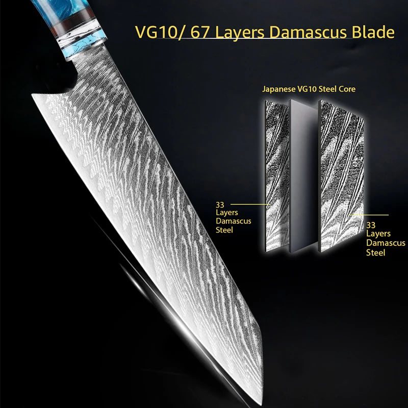 Kuro Forge Blue and Wood Resin Handled 1-5 Piece Set
