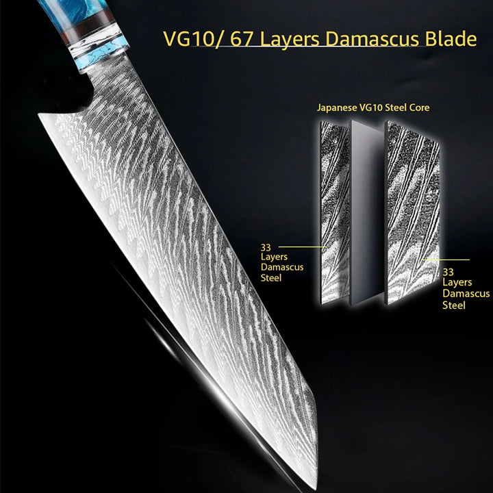 Kuro Forge Blue and Wood Resin Handled 1-5 Piece Set