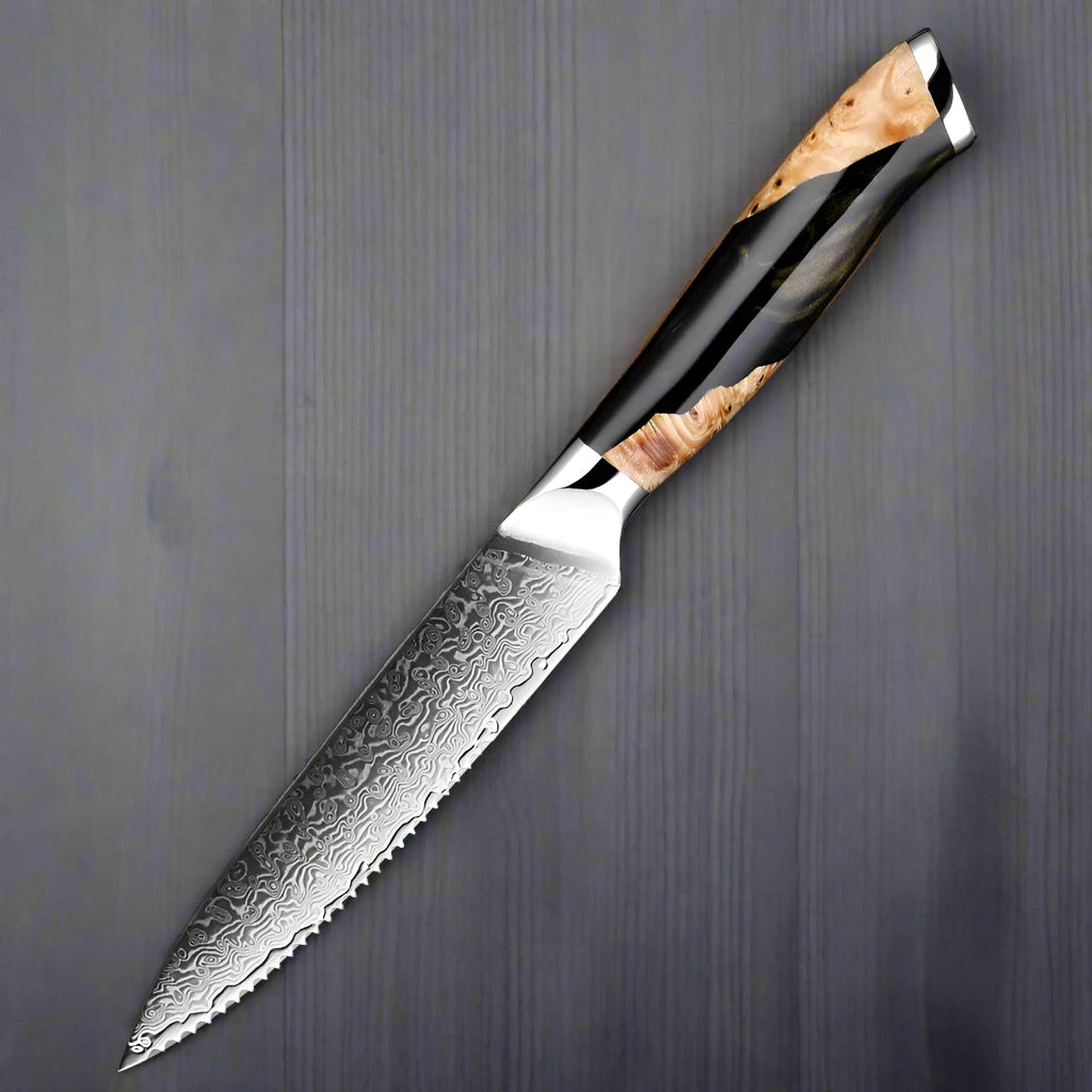 Kuro Forge 1-6 Piece Black Resin & Wooden Handled Knife Set
